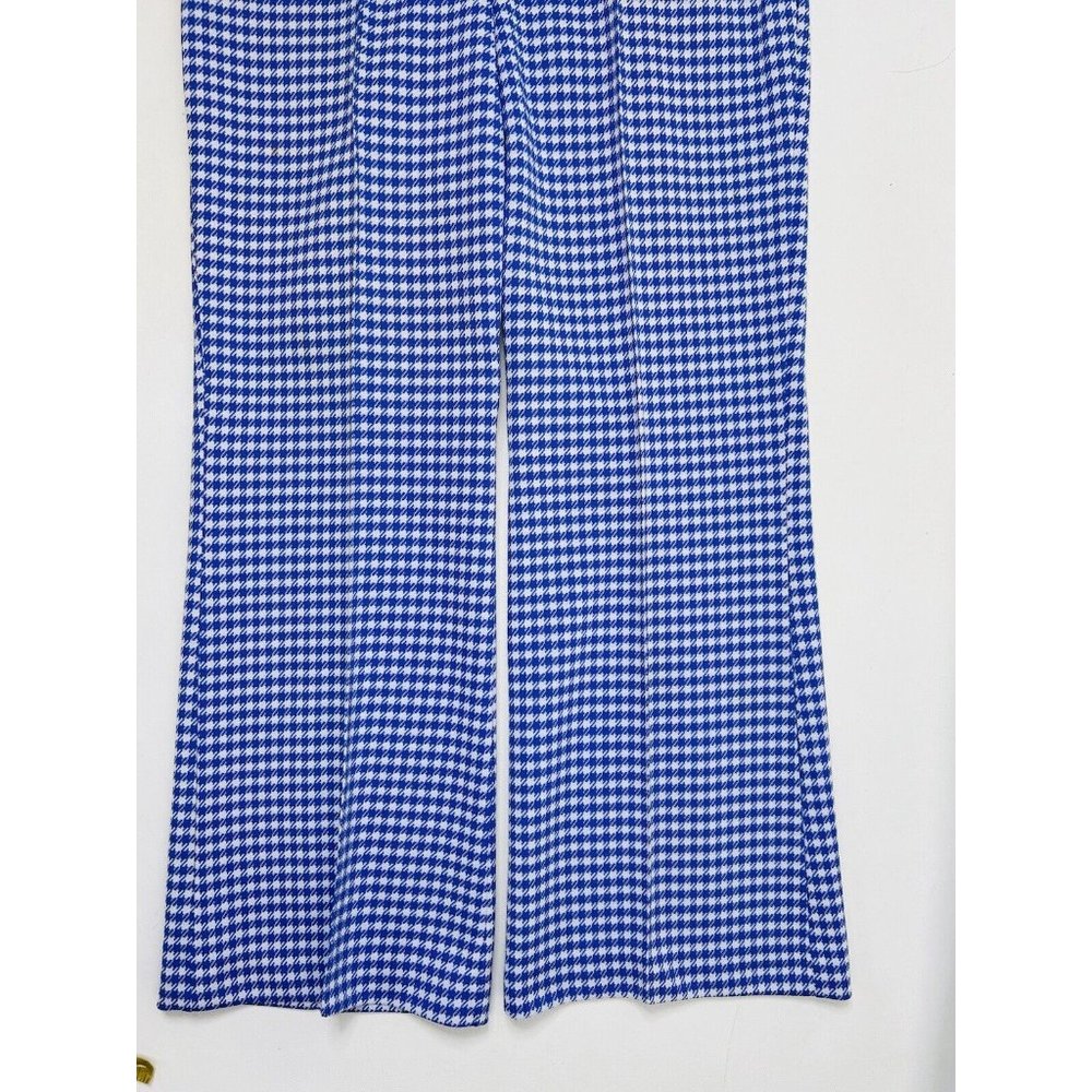 Vtg 70s Houndstooth Plaid Knit High Rise Wide Leg… - image 4